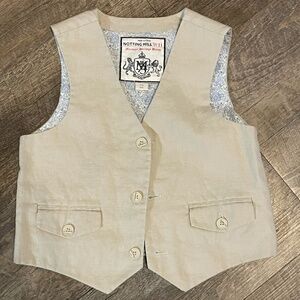 Kids Boys Notting Hill Monsoon Heritage Tan/beige Vest Size 5/6 EUC